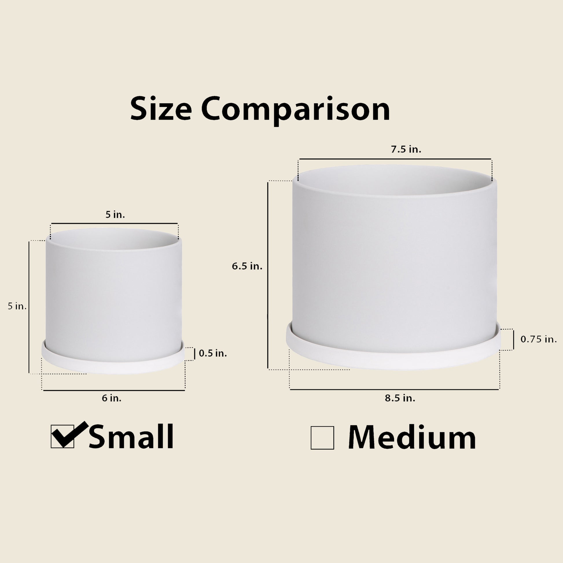 Product Size Comparison Grey Small